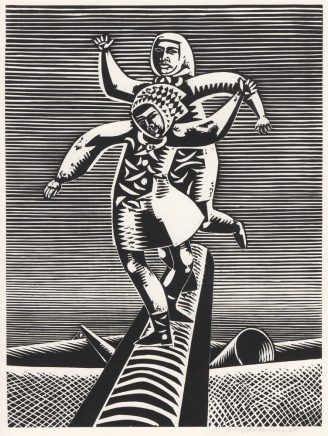 Wolfgang Mattheuer, Balance, 1967, Holzschnitt, 47,9 x 36,1 cm